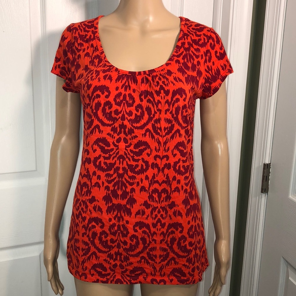 Merona Orange Print Top M